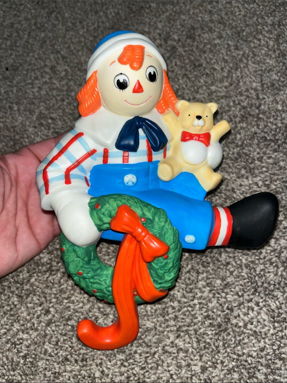 Vintage Flambro 4567 4568 Raggedy Ann Andy Christmas Stocking Mantle Figurines - Picture 4 of 15